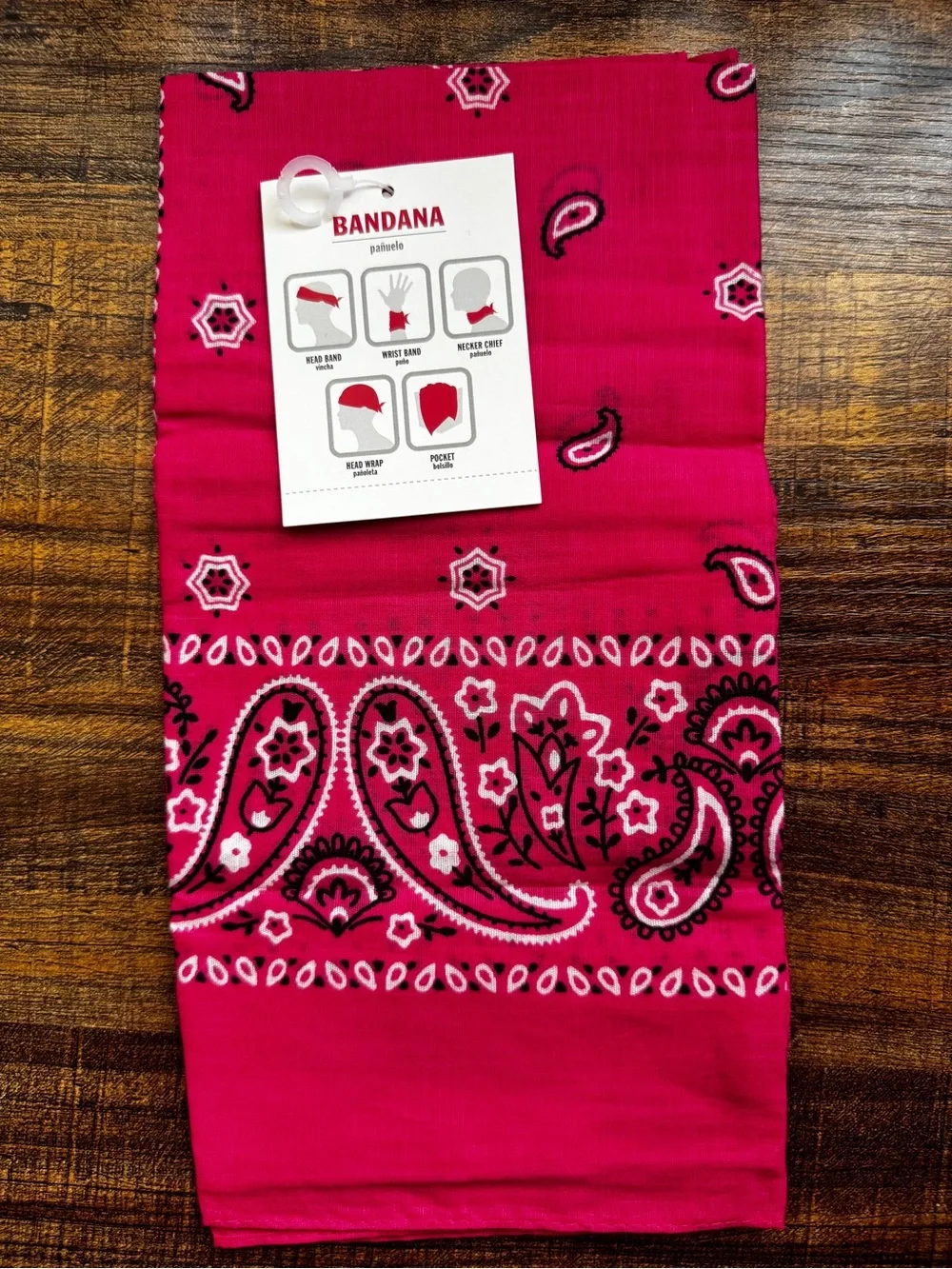 Hot Pink Paisley Bandana Classic Square Head Scarf Wristband Unisex NWT